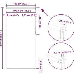 vidaXL rullegardin mørklægning 110x210 cm stofbredde 105,7cm polyester