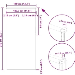 vidaXL rullegardin mørklægning 110x210 cm stofbredde 105,7cm polyester