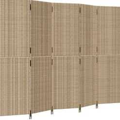 vidaXL rumdeler 5 paneler polyrattan beige