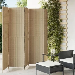 vidaXL rumdeler 5 paneler polyrattan beige