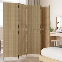 vidaXL rumdeler 5 paneler polyrattan beige