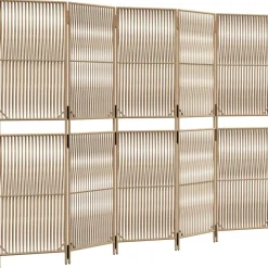 vidaXL rumdeler 5 paneler polyrattan beige