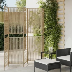 vidaXL rumdeler 5 paneler polyrattan beige