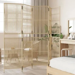 vidaXL rumdeler 5 paneler polyrattan beige