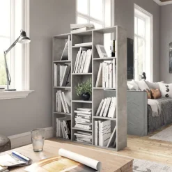 vidaXL rumdeler/bogreol 100x24x140 cm konstrueret træ betongrå