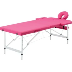 vidaXL sammenfoldeligt massagebord med aluminiumsstel 2 zoner lyserød