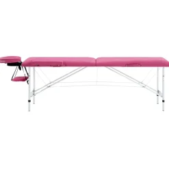 vidaXL sammenfoldeligt massagebord med aluminiumsstel 2 zoner lyserød