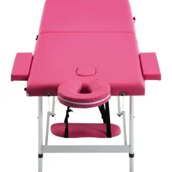 vidaXL sammenfoldeligt massagebord med aluminiumsstel 2 zoner lyserød