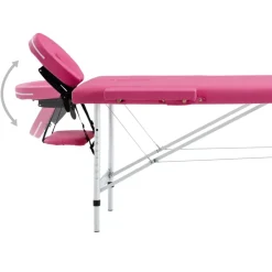 vidaXL sammenfoldeligt massagebord med aluminiumsstel 2 zoner lyserød