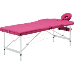 vidaXL sammenfoldeligt massagebord aluminiumsstel 3 zoner lyserød