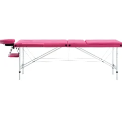 vidaXL sammenfoldeligt massagebord aluminiumsstel 3 zoner lyserød