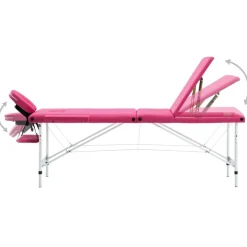 vidaXL sammenfoldeligt massagebord aluminiumsstel 3 zoner lyserød