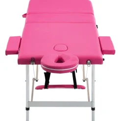 vidaXL sammenfoldeligt massagebord aluminiumsstel 3 zoner lyserød