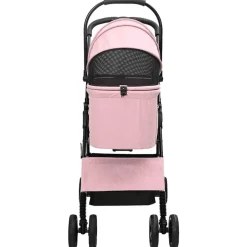 vidaXL Sammenklappelig kæledyrsvogn Lyserød 81 x 47 x 99 cm Polyester