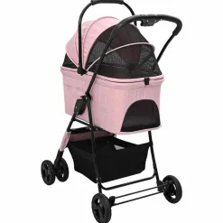 vidaXL Sammenklappelig kæledyrsvogn Lyserød 81 x 47 x 99 cm Polyester