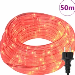 vidaXL Sejllys med 1200 LED'er Rød 50 m PVC