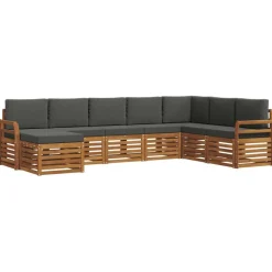 vidaXL Sektionalsofa sæt 8 pcs Naturlig og Antracit Massivt Akacietræ