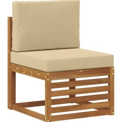 vidaXL Sektionalsofa sæt 5 pcs Naturlig og Beige Massivt Akacietræ