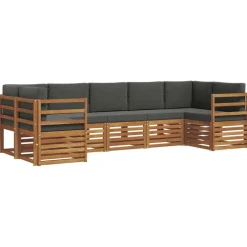 vidaXL Sektionalsofa sæt 7 pcs Naturlig og Antracit Massivt Akacietræ