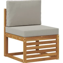 vidaXL Sektionalsofa sæt 6 pcs Naturlig og Lys Grå Massivt Akacietræ