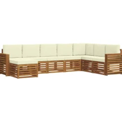 vidaXL Sektionalsofa sæt 8 pcs Naturlig og Fløde Massivt Akacietræ