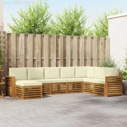 vidaXL Sektionalsofa sæt 8 pcs Naturlig og Fløde Massivt Akacietræ