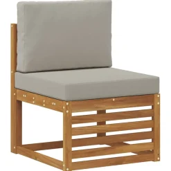 vidaXL Sektionalsofa sæt 6 pcs Naturlig og Lys Grå Massivt Akacietræ