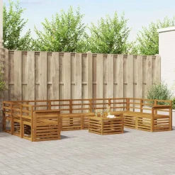 vidaXL Sektionalsofa sæt 11 pcs Naturfarvet Massivt Akacietræ