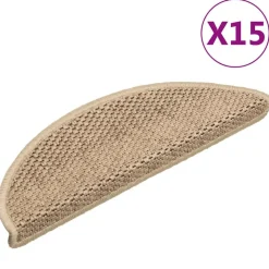 vidaXL selvklæbende trappemåtter 15stk. 56x17x3cm sisal-look sandfarve