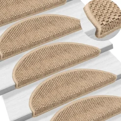 vidaXL selvklæbende trappemåtter 15stk. 56x17x3cm sisal-look sandfarve