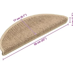 vidaXL selvklæbende trappemåtter 15stk. 56x17x3cm sisal-look sandfarve
