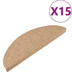 vidaXL selvklæbende trappemåtter 15 stk. 56x17x3 cm beige