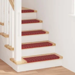 vidaXL Selvklæbende Trappemåtter Stribet 15 pcs Rød 65 x 21 x 4 cm