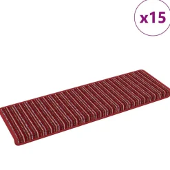 vidaXL Selvklæbende Trappemåtter Stribet 15 pcs Rød 65 x 21 x 4 cm