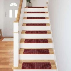 vidaXL Selvklæbende Trappemåtter Stribet 15 pcs Rød 65 x 21 x 4 cm