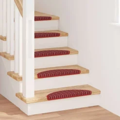 vidaXL Selvklæbende Trappemåtter 15 pcs Rød 56 x 17 x 3 cm