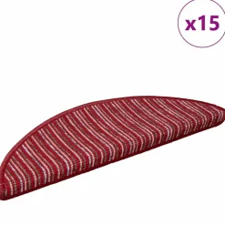 vidaXL Selvklæbende Trappemåtter 15 pcs Rød 56 x 17 x 3 cm