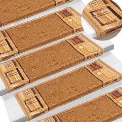 vidaXL selvklæbende trappemåtter 5 stk. 65x21x4 cm beige