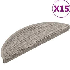 vidaXL selvklæbende trappemåtter 15 stk. 56x17x3 cm sisal-look sølv