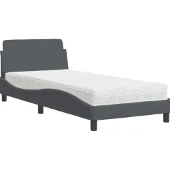 vidaXL seng med madras Dover 80x200 cm velour mørkegrå