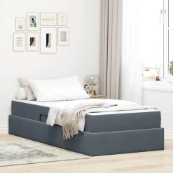 vidaXL Seng med opbevaring og madras Mørkegrå 90 x 190 cm Fløjl