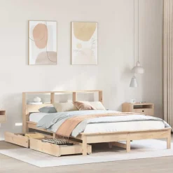 vidaXL seng med reol uden madras 160x200 cm massivt fyrretræ