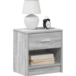 vidaXL sengebord med skuffe 39x28x41 cm grå sonoma-eg