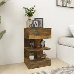 vidaXL sengebord 40x35x65 cm konstrueret træ røget egetræsfarve
