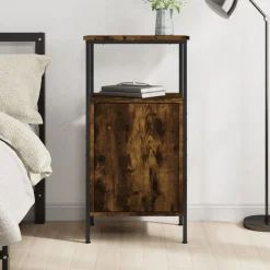 vidaXL sengebord 41x31x80 cm konstrueret træ røget egetræsfarve