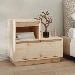 vidaXL sengebord 60x34x51 cm massivt fyrretræ