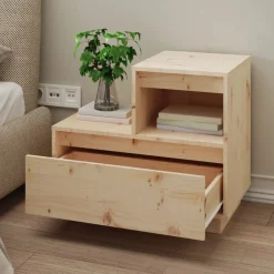 vidaXL sengebord 60x34x51 cm massivt fyrretræ