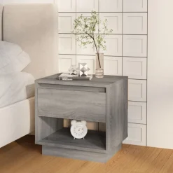 vidaXL sengeborde 2 stk. 45x34x44 cm konstrueret træ grå sonoma-eg