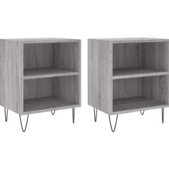 vidaXL sengeborde 2 stk. 40x30x50 cm konstrueret træ grå sonoma-eg