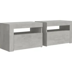 vidaXL sengeborde med LED-lys 2 stk. 60x35x40 cm betongrå